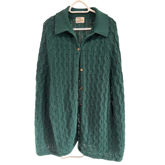 Vintage Sturbridge Cable Knit Sleeveless Sweater Button Front Green - Picture 1 of 4